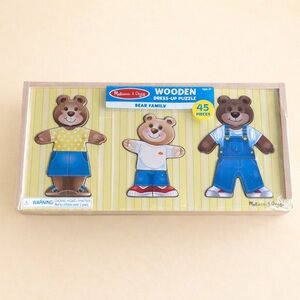 NEW*, Melissa & Doug, Wooden Bear Family Dress-up Puzzle (Age 3+)